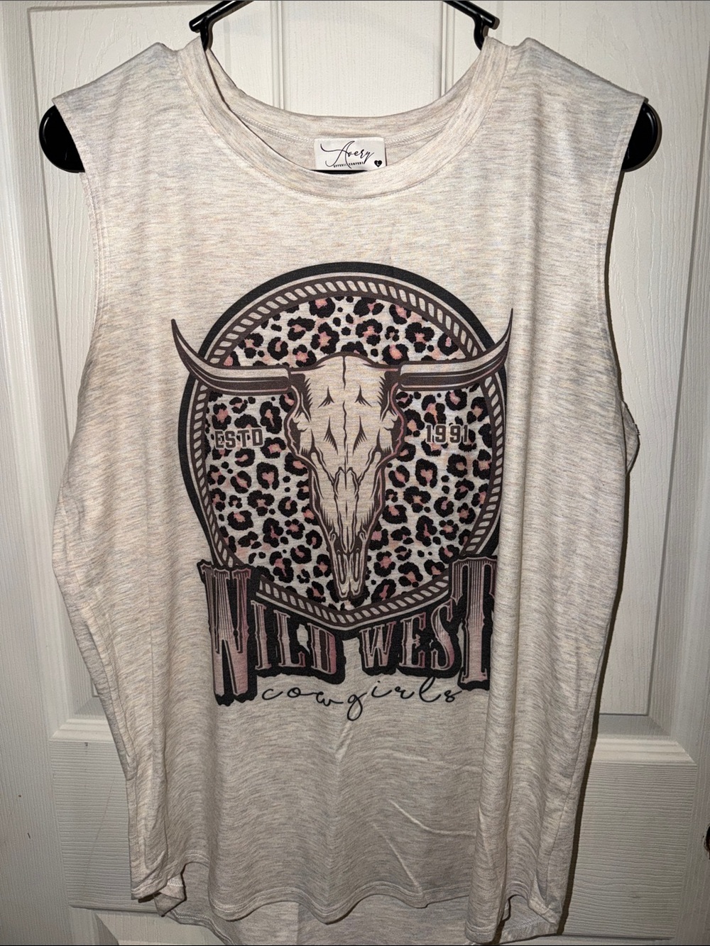 Avery Cream Graphic Tank with Black Accents